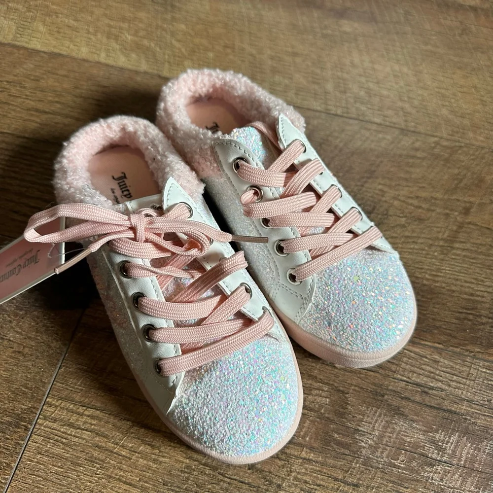 Girls Juicy Couture Slippers 13 (Little Girl) White Pink Glitter